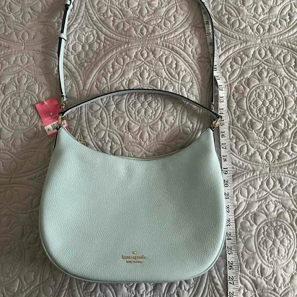 NWT Kate Spade Weston Frosty Sky Leather Large Shoulder Crossbody Bag K8453 $399 - Picture 7 of 8